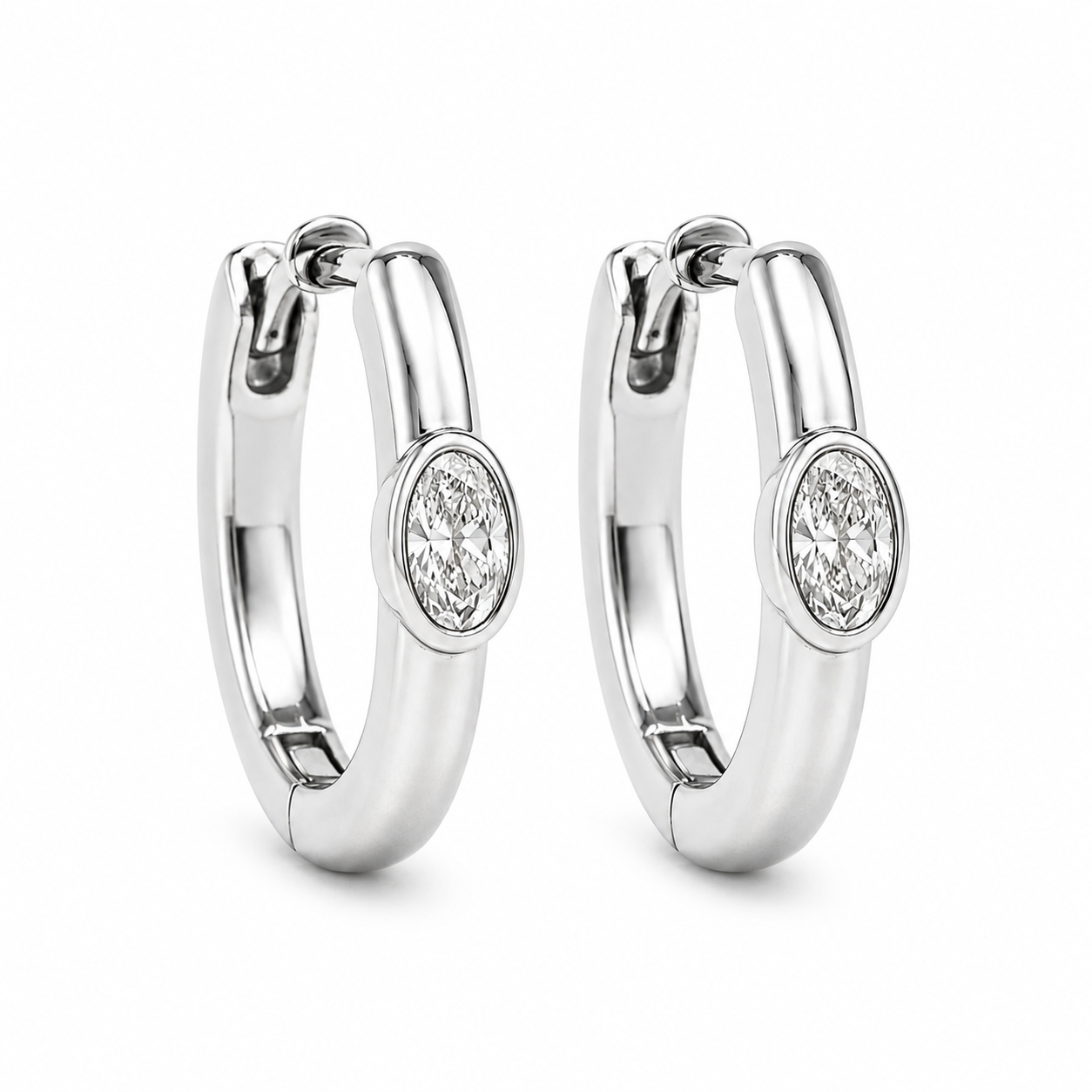 Oval Cut Diamond Huggies