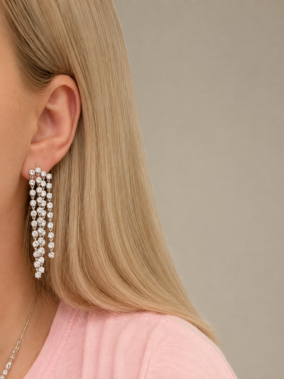 Four-Strand Bezel Diamond Drop Earrings