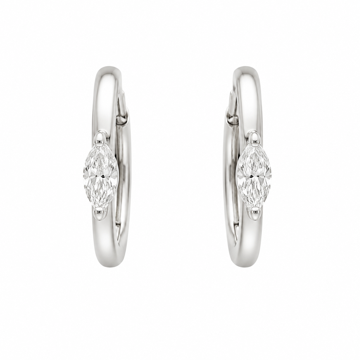 Marquise Cut Diamond Huggies