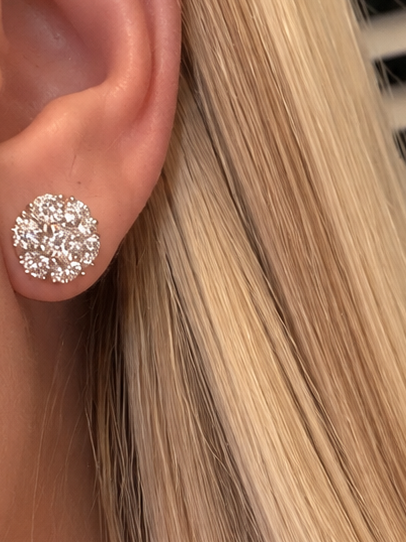Diamond cluster stud earrings