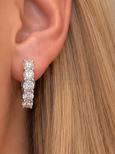 Five Diamond Hoop Earrings