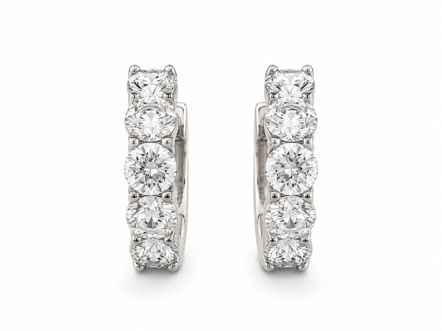 Five Diamond Hoop Earrings