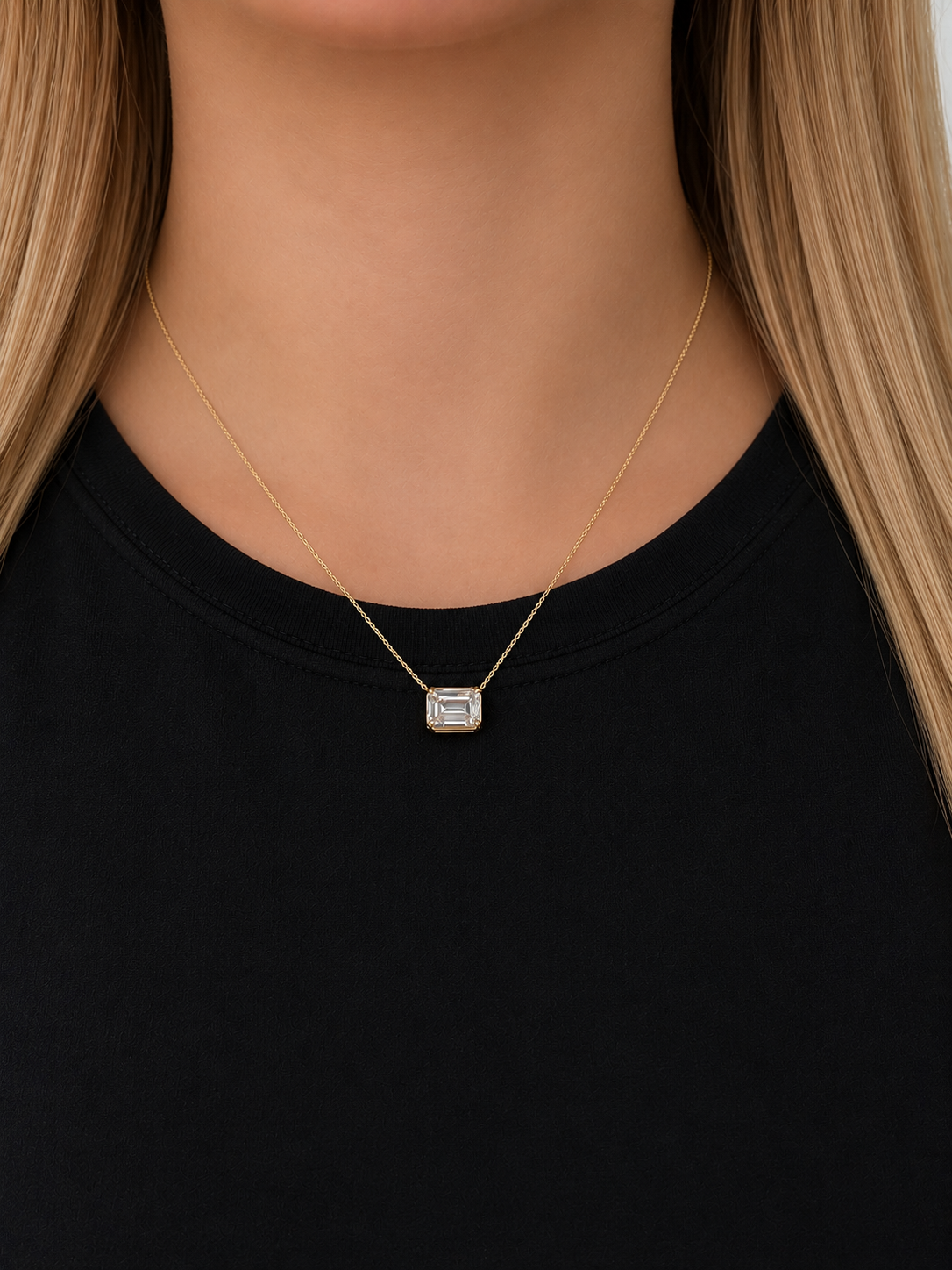 Emerald-Cut Yellow Gold Necklace