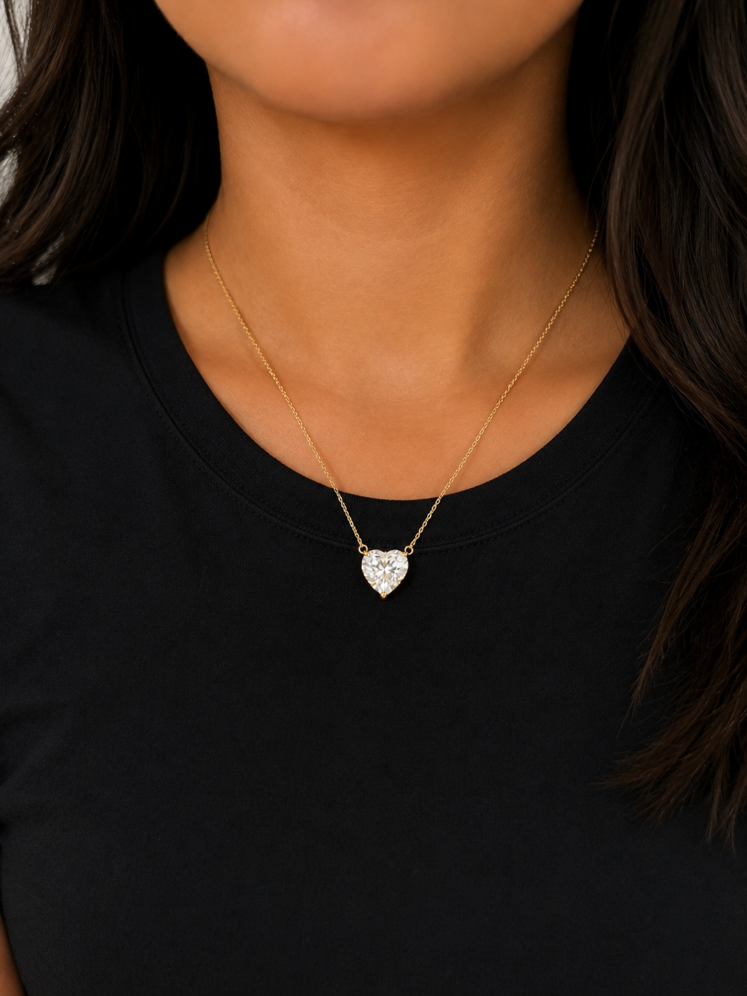 Diamond Heart Necklace Yellow Gold