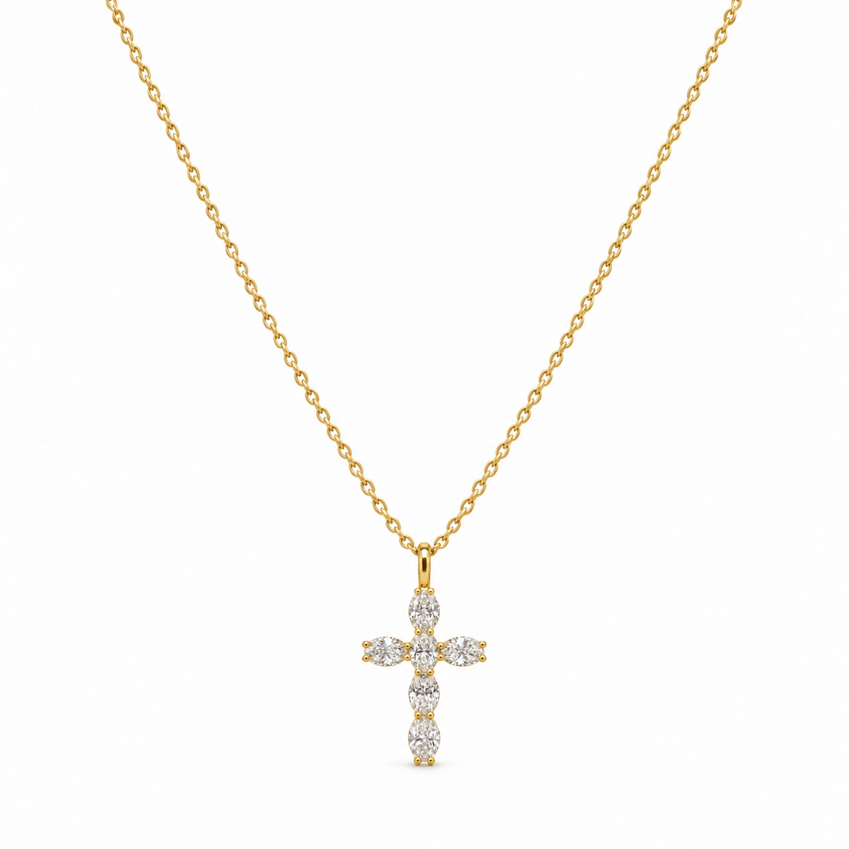 Oval Diamond Cross Necklace