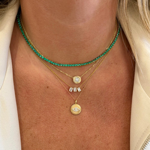 12.85ct Natural Emerald Tennis Necklace
