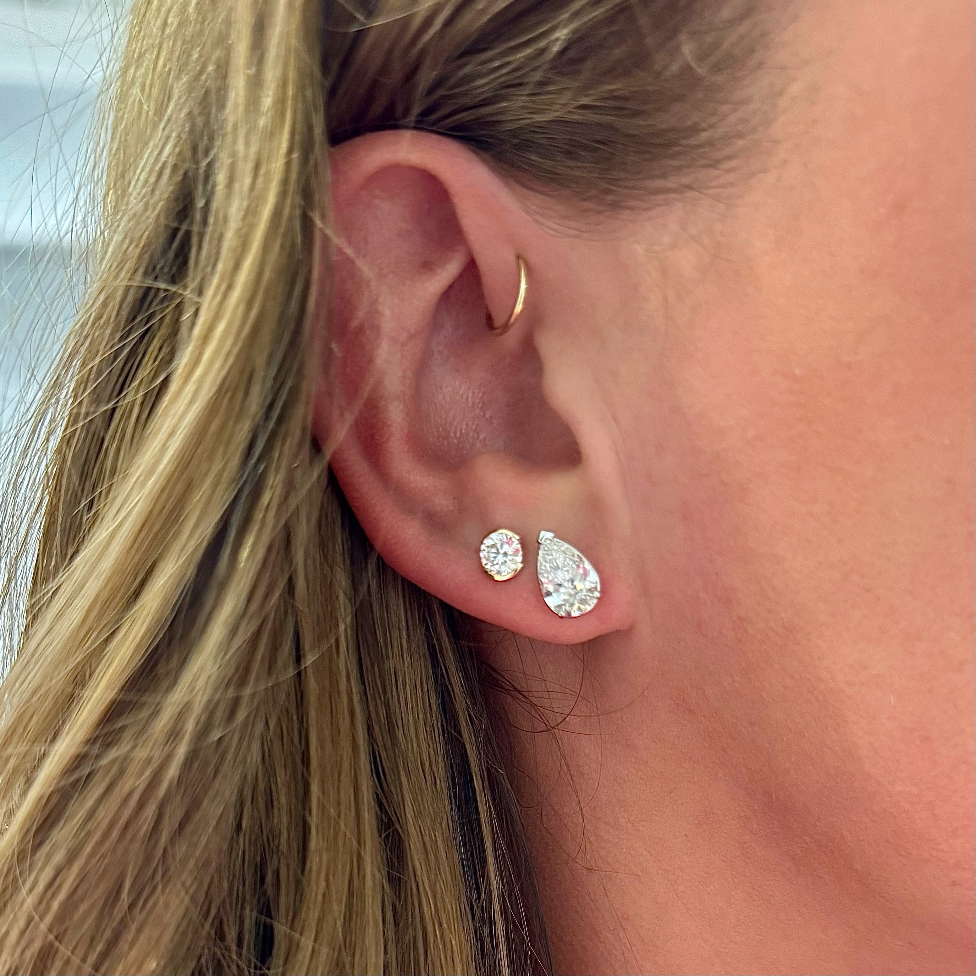 3.13ct Pear Cut Lab Grown Diamond Studs