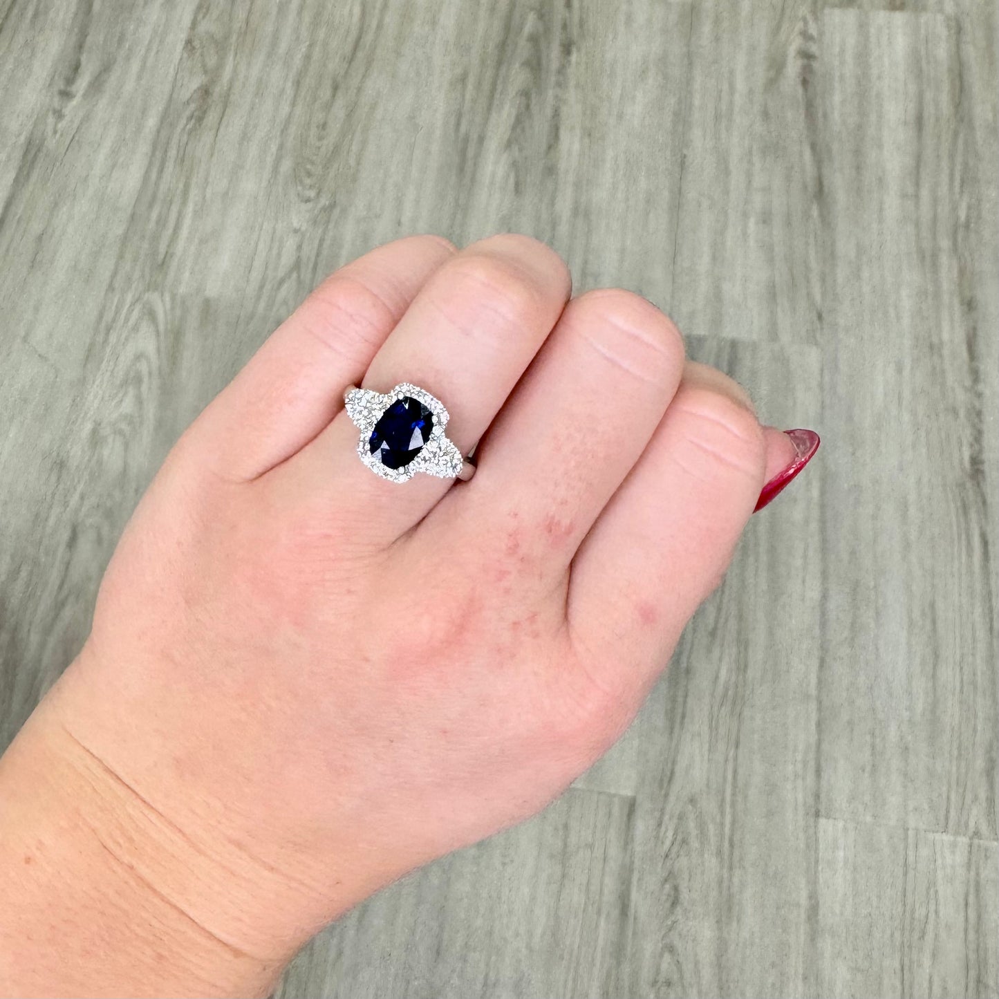 Enlongated Cushion Cut Sapphire Ring