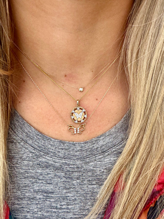 Butterfly Medallion Charm Necklace