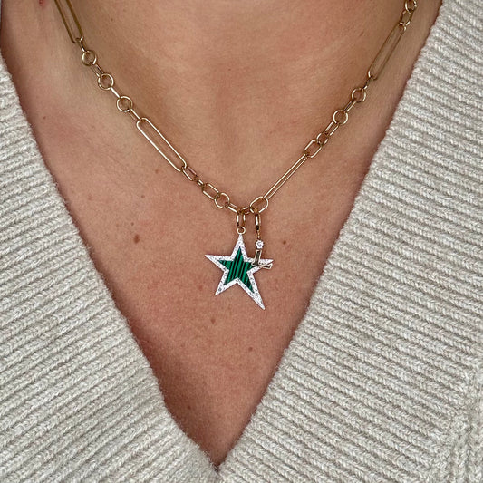 Malachite with Diamond Outline Star Charm