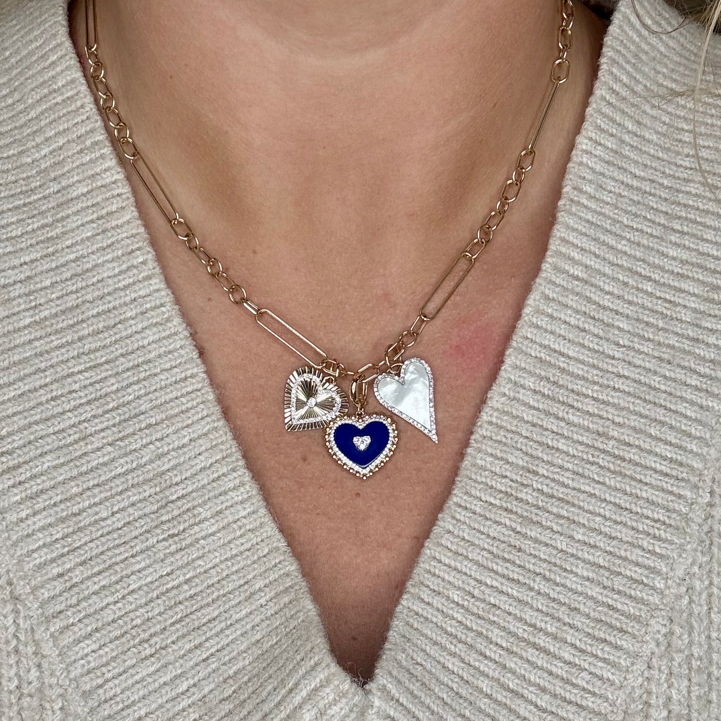 Blue Lapis Heart Puff Charm