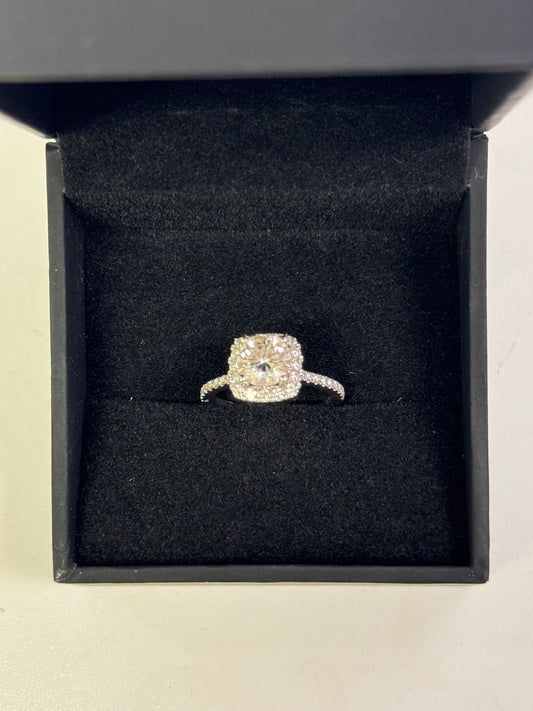 1.40ct Round LG Diamond Ring .50ct LG Diamond Mounting 14k White Gold G/VS2 GSI Cert - Pre Owned