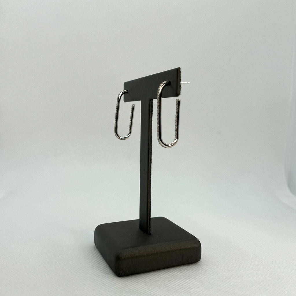 Elongated White Gold Diamond Earrings