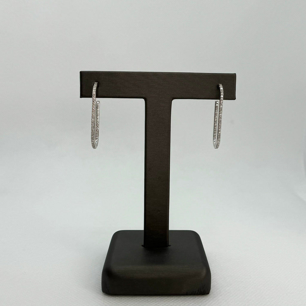 Elongated White Gold Diamond Earrings