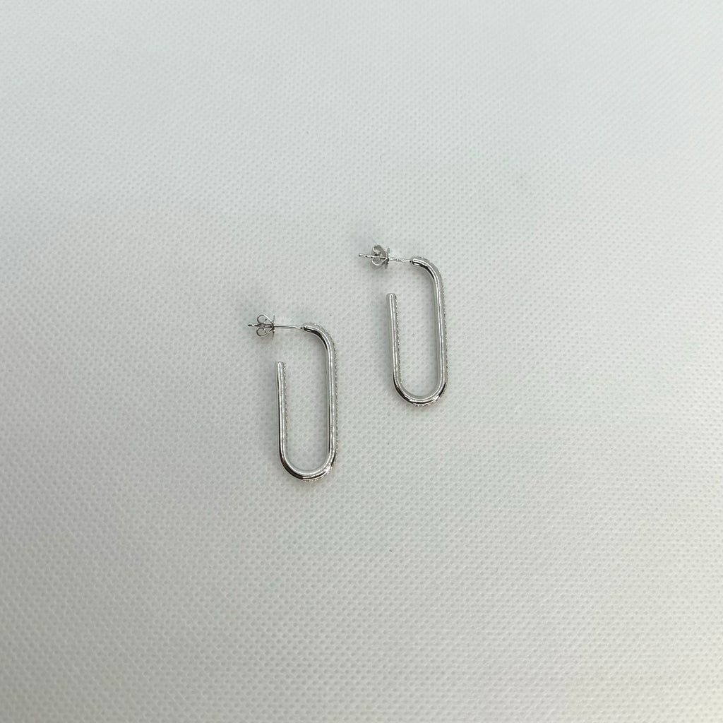 Elongated White Gold Diamond Earrings