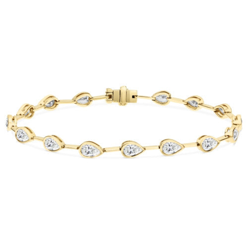 3.25ct Natural Diamond Pear Cut Bezel Bracelet