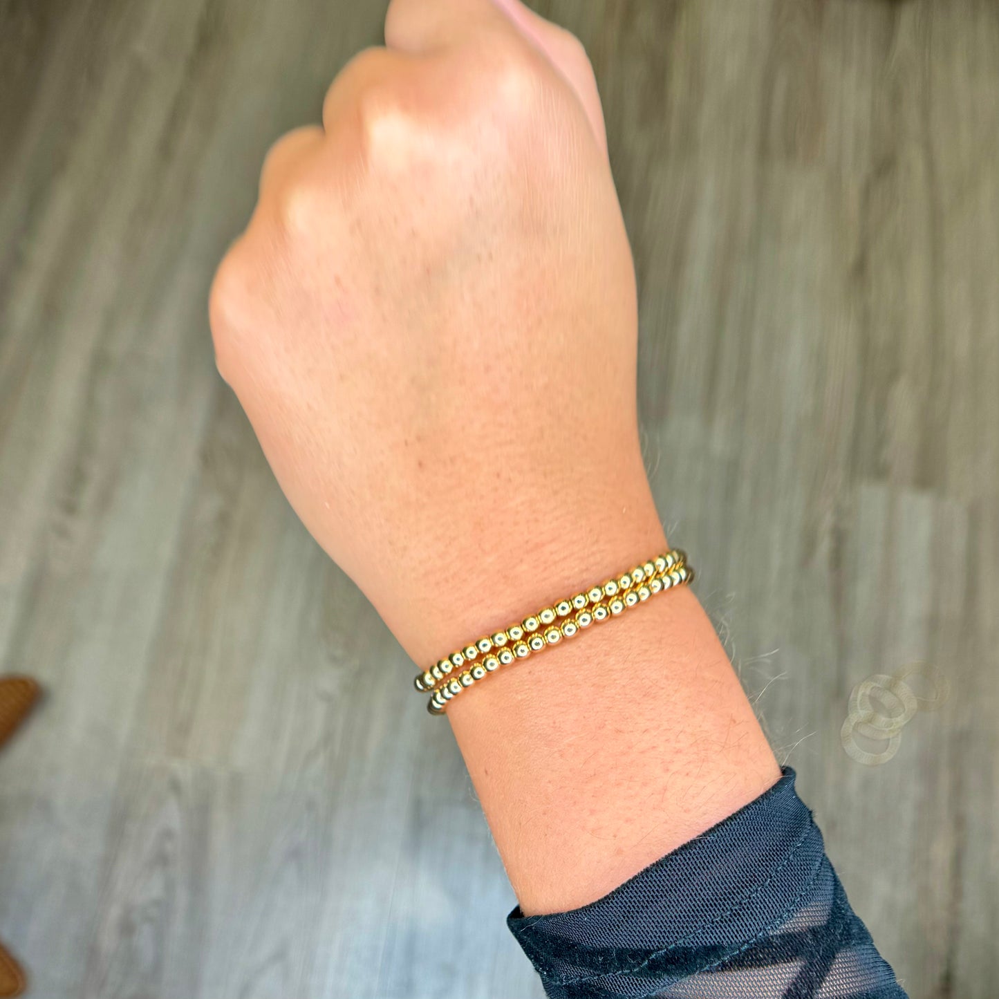 Gold Filled Beaded Stretchy Bracelet