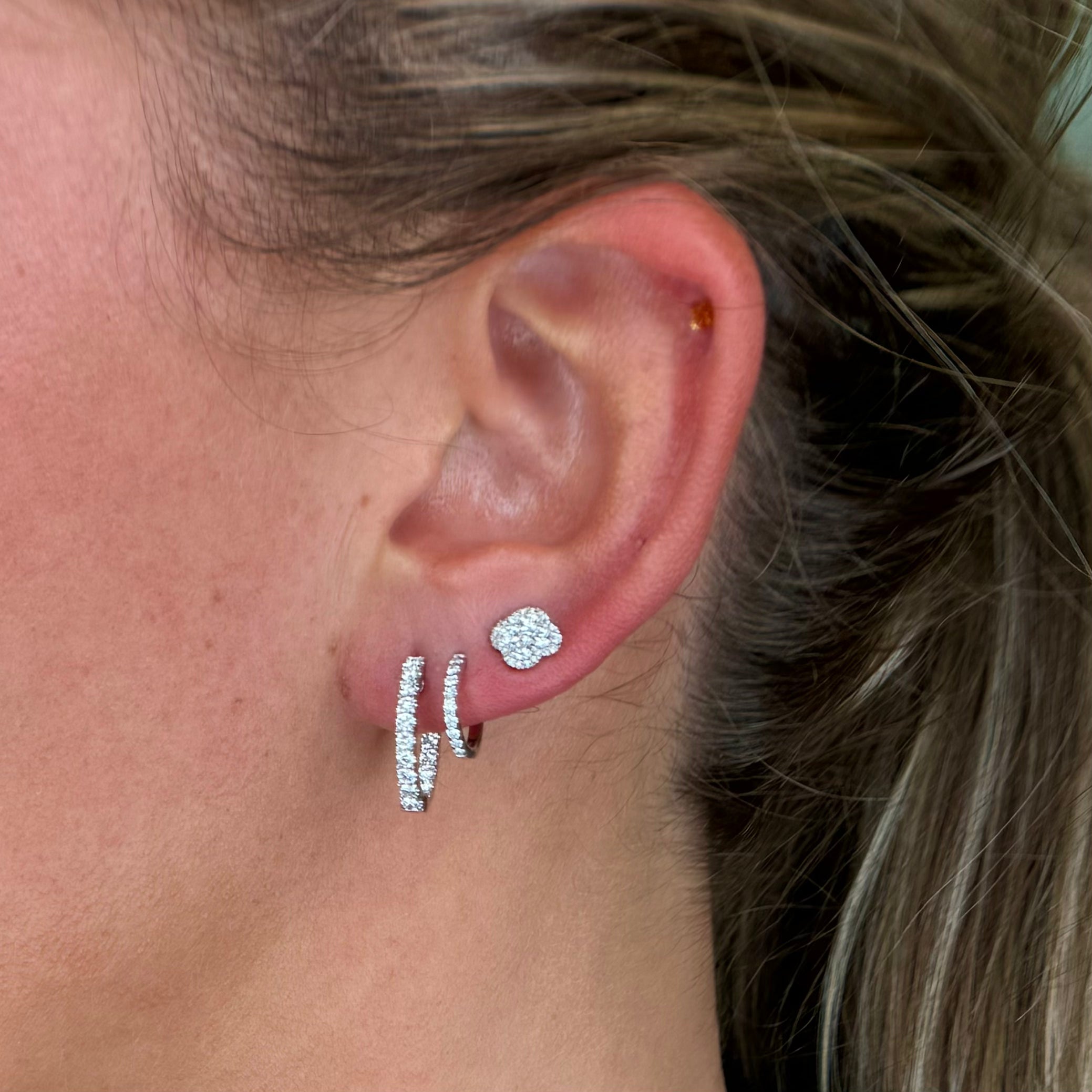 Inside Out Diamond Shared Prong Hoops