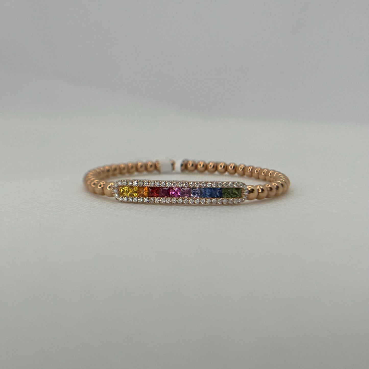 Gemstone and Diamond Beaded Stretchy Bracelet