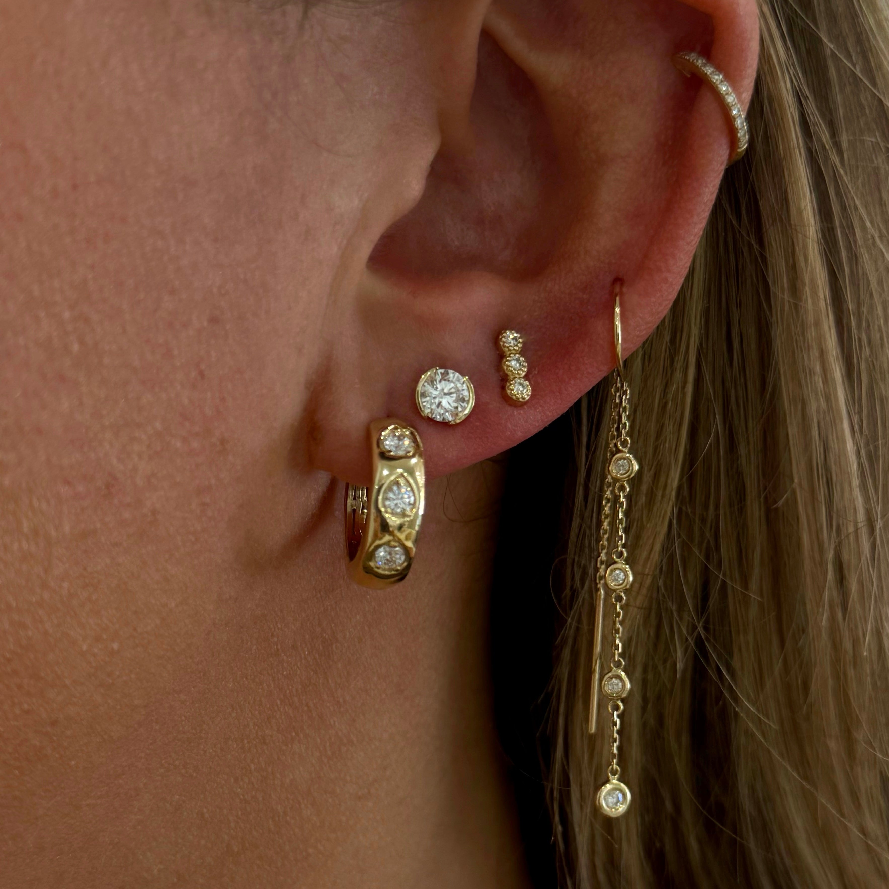 1 Carat Half Bezel Lab Grown Diamond Studs