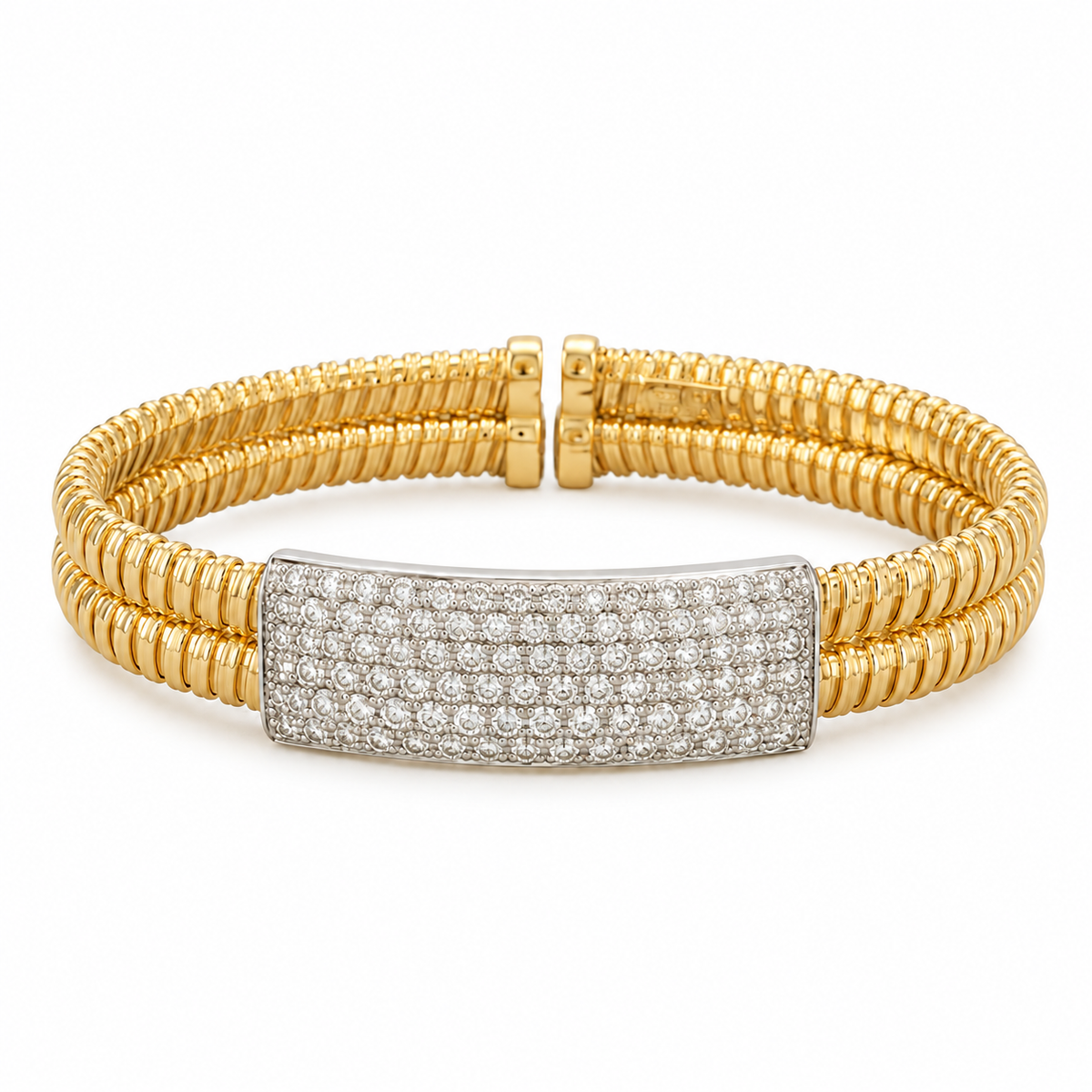 2.65 CT Diamond Bar and Yellow Gold Bangle