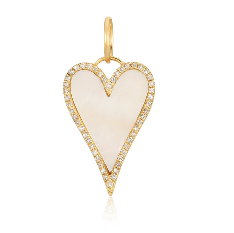 Mother of Pearl and Diamond Heart Charm