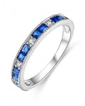 Princess Cut Sapphire and Diamond Stackable Band