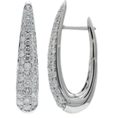 Elongated Pavé Diamond Hoop Earrings