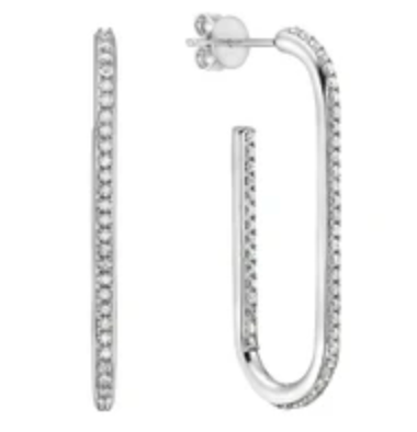 Elongated White Gold Diamond Earrings
