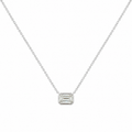 Emerald Cut Lab Diamond Bezel Necklace White Gold