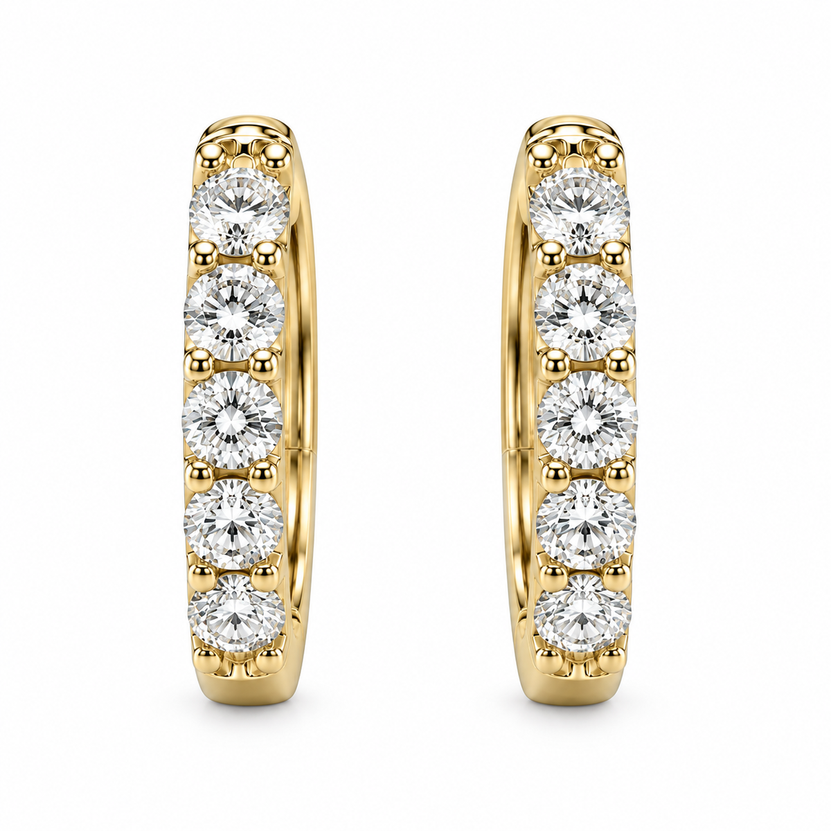 2.90CT Yellow Gold Hoop Earrings
