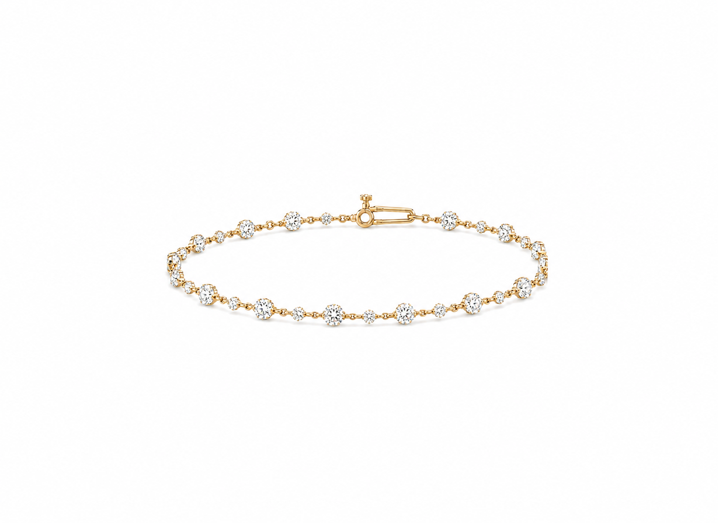 Graduated Round Diamond Station Bracelet