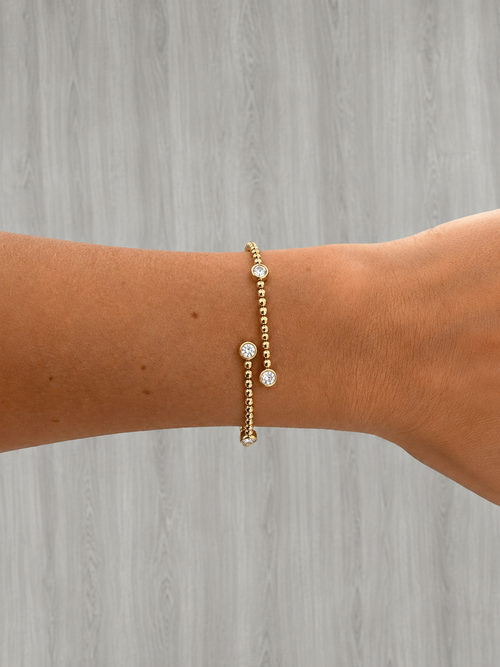 Bezel Diamond Beaded Bracelet