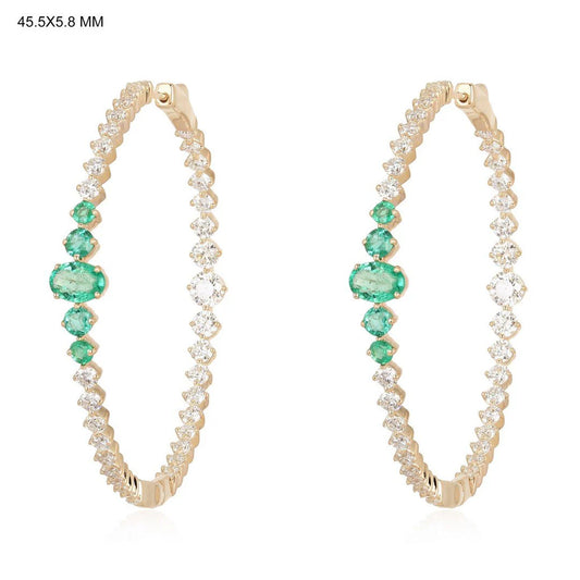 Emerald and Diamond Inside Out Hoops