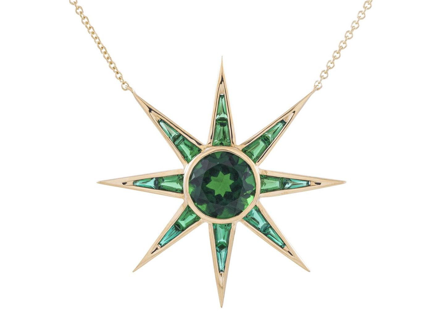 Emerald Corundum Starburst Pendant