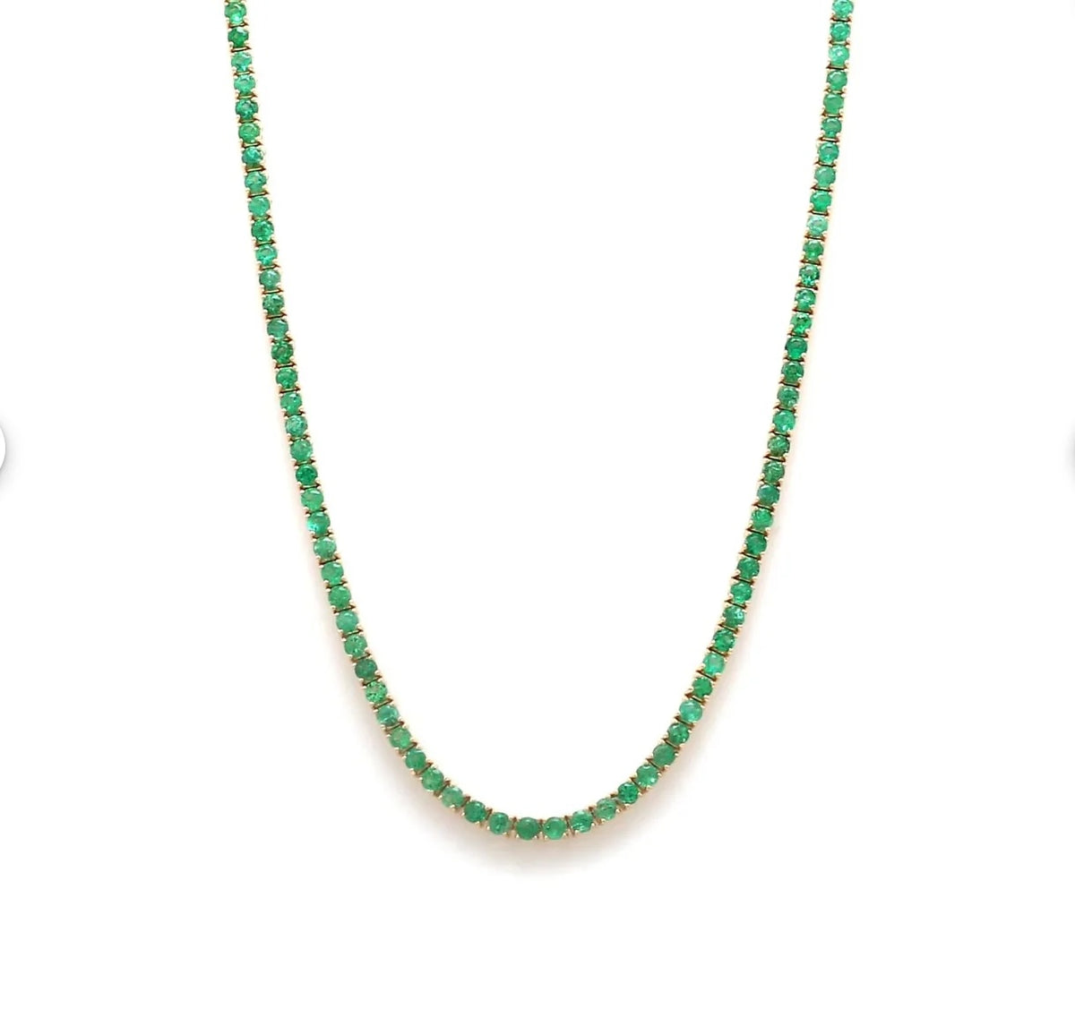 12.85ct Natural Emerald Tennis Necklace