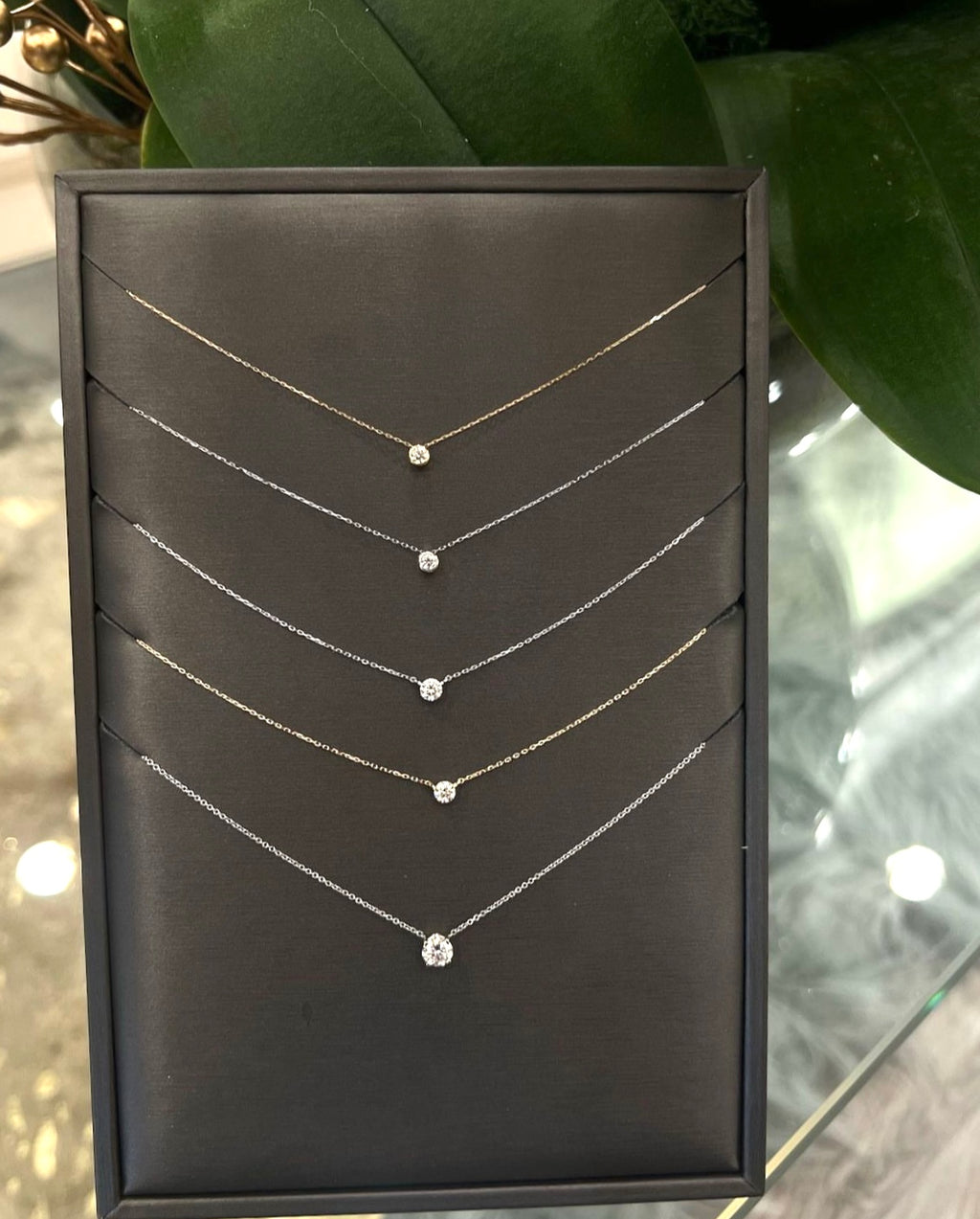 Bezel Floating Diamond Necklace