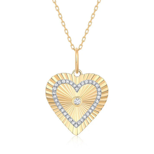 Fluted Gold Diamond Heart Charm