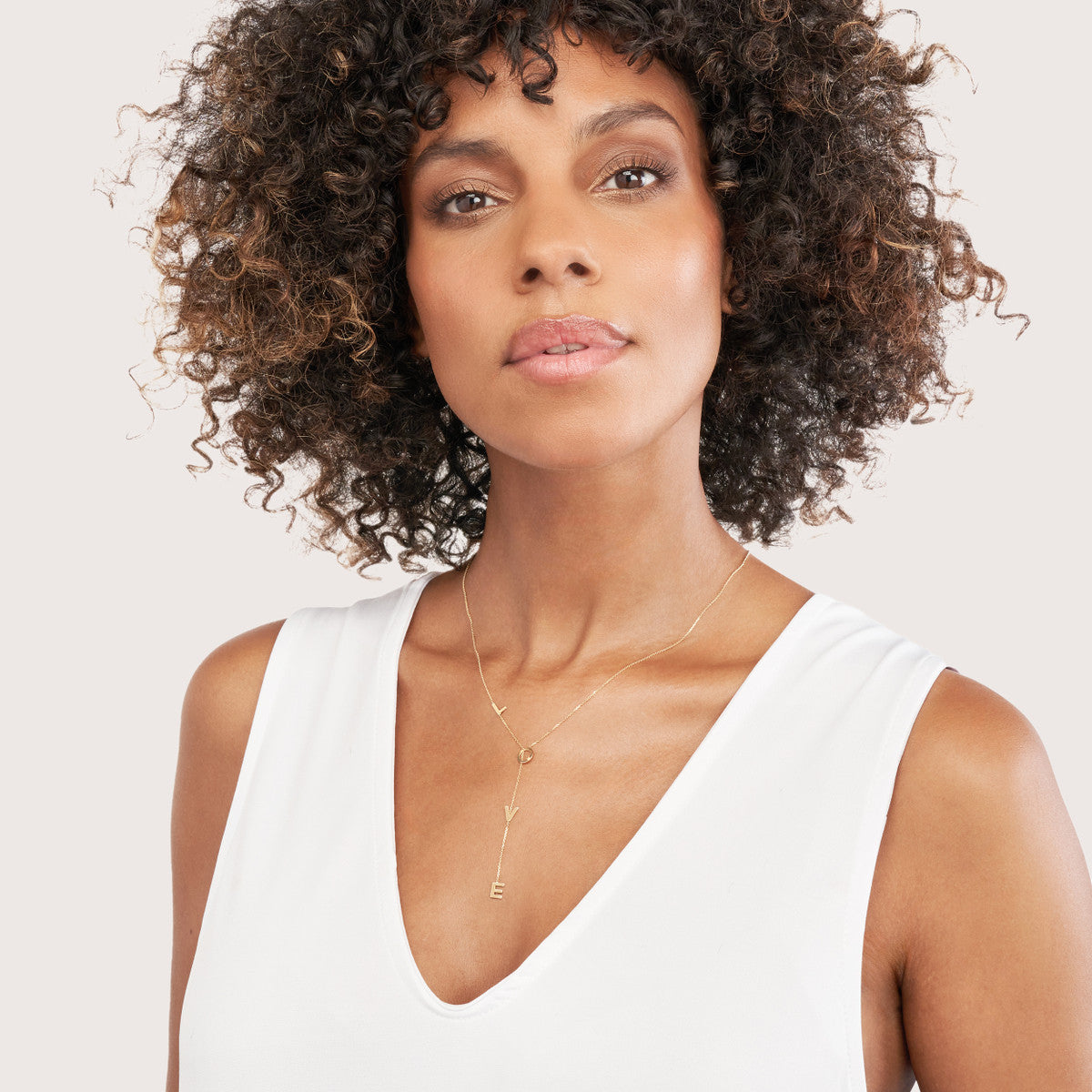 "Love" Lariat Gold Necklace