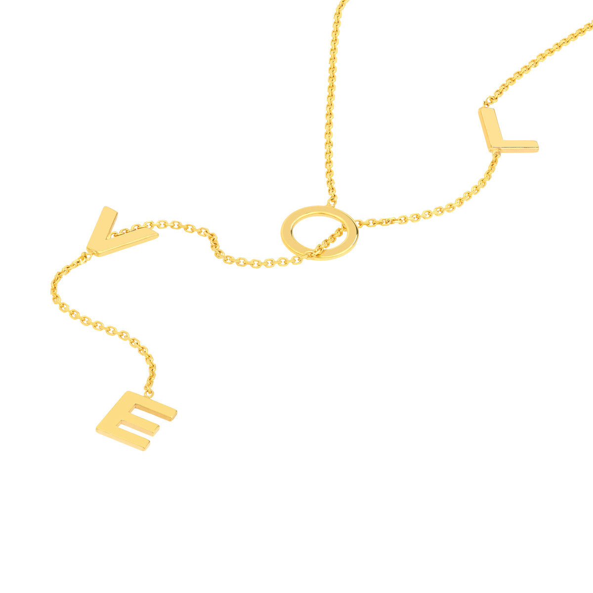 "Love" Lariat Gold Necklace