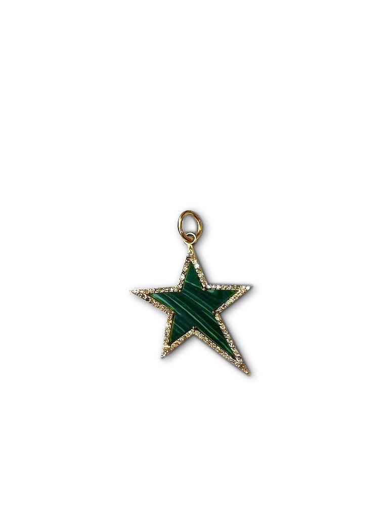 Malachite with Diamond Outline Star Charm