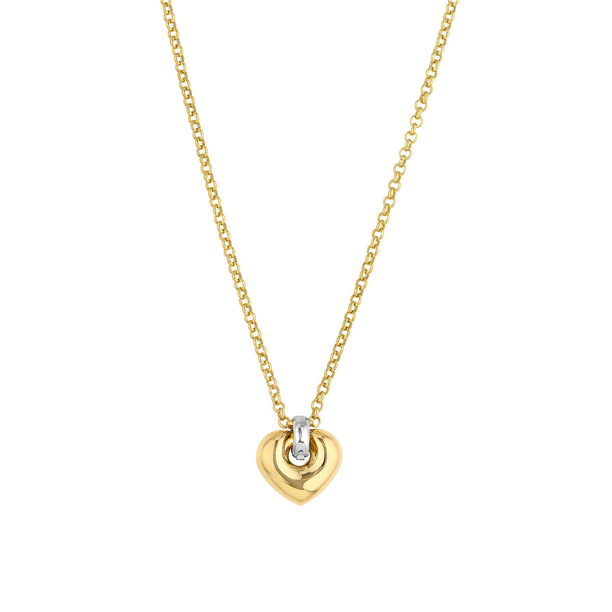 Two-Tone Puffy Heart Necklace