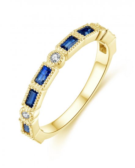 Baguette Sapphire and Diamond Band