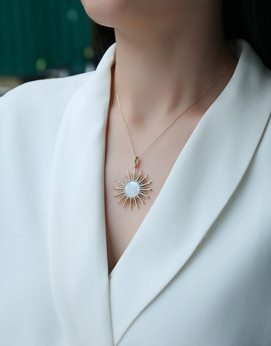 Mother of Pearl and Diamond Starburst Charm