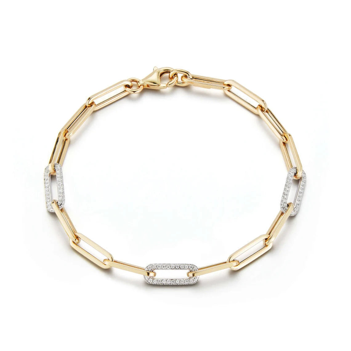 Two Tone Paperclip Bracelet with Diamonds